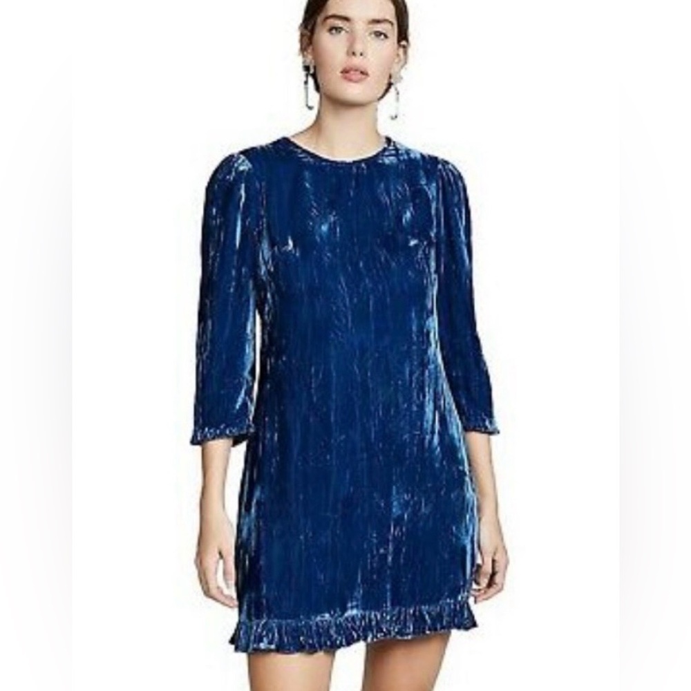 Shoshanna Crushed Velvet Mini Dress In Midnight Blue Size 4